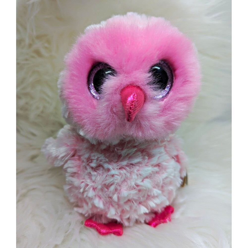 Ty Beanie Boos Twiggy Pink Owl Plush Beanbag Stuffed Animal 2015 MPN 36846